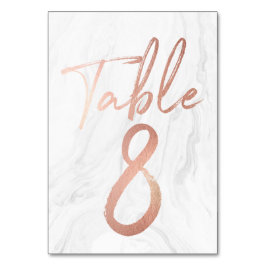 Numeração De Mesa Script Marble e Rosa Dourado | Tabela Número Cartã