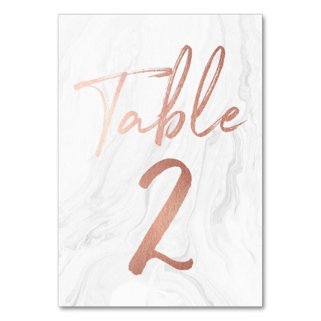 Numeração De Mesa Script Marble e Rosa Dourado | Tabela Número Cartã (Frente)