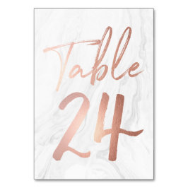 Numeração De Mesa Script Marble e Rosa Dourado | Tabela Número Placa