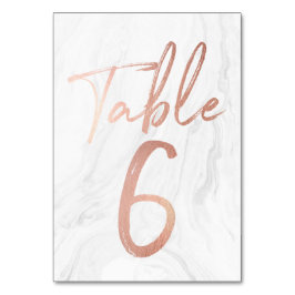 Numeração De Mesa Script Marble e Rosa Dourado | Tabela Número Placa