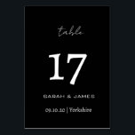 Numeração De Mesa Script preto e branco legante personalizado<br><div class="desc">Placa de Número de Tabela Personalizada de Script Branco e Preto Elegante</div>