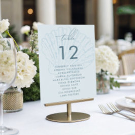 Numeração De Mesa Seashell Seating Chart Names Coastal Wedding Sign