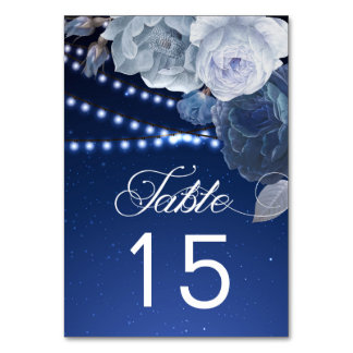 Numeração De Mesa Semáforos de cordas estrelas Blue Elegant Wedding