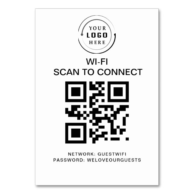 Numeração De Mesa Senha Wifi | Verificação de código QR para conexão (Frente)