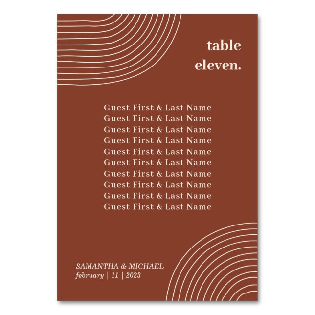 Numeração De Mesa Sento do convidado Teracotta da Linha Geométrica S (Frente)