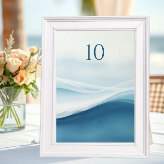 Numeração De Mesa Serene Blue Abstract Wedding Table Numbers
