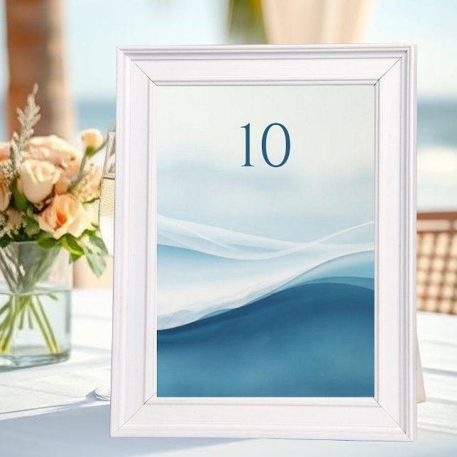 Numeração De Mesa Serene Blue Abstract Wedding Table Numbers (Serene Blue Abstract Wedding Table Numbers)