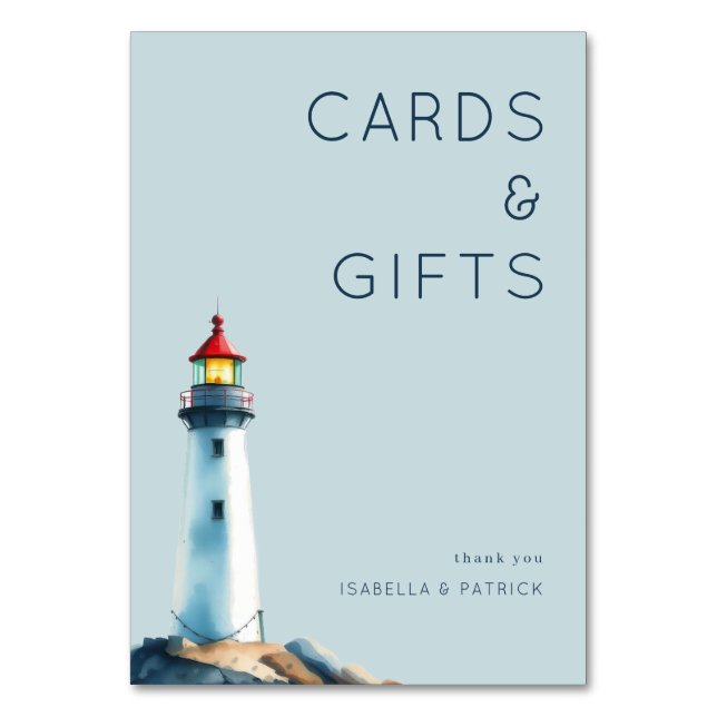 Numeração De Mesa Serene Blue Minimalist Lighthouse (Frente)