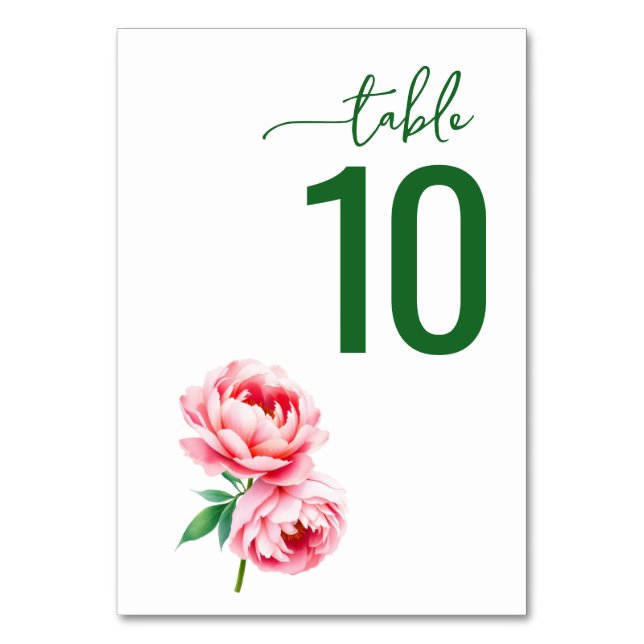 Numeração De Mesa Serene Green Floral Wedding Table Card (Frente)