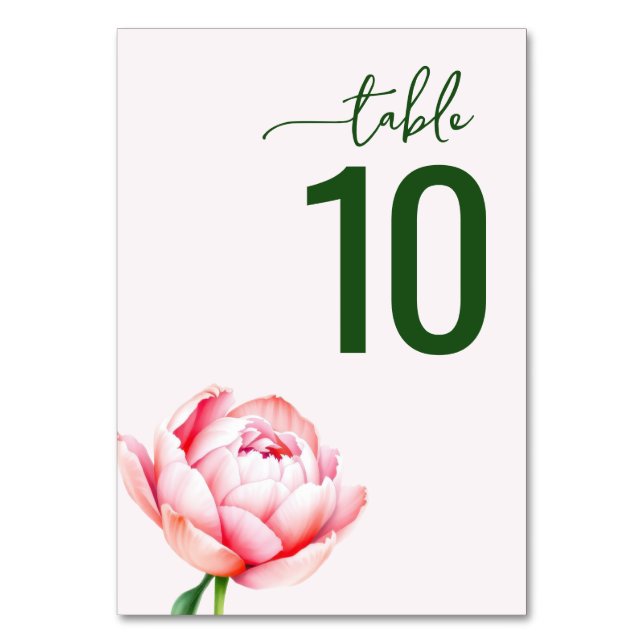 Numeração De Mesa Serene Green Floral Wedding Table Card (Frente)