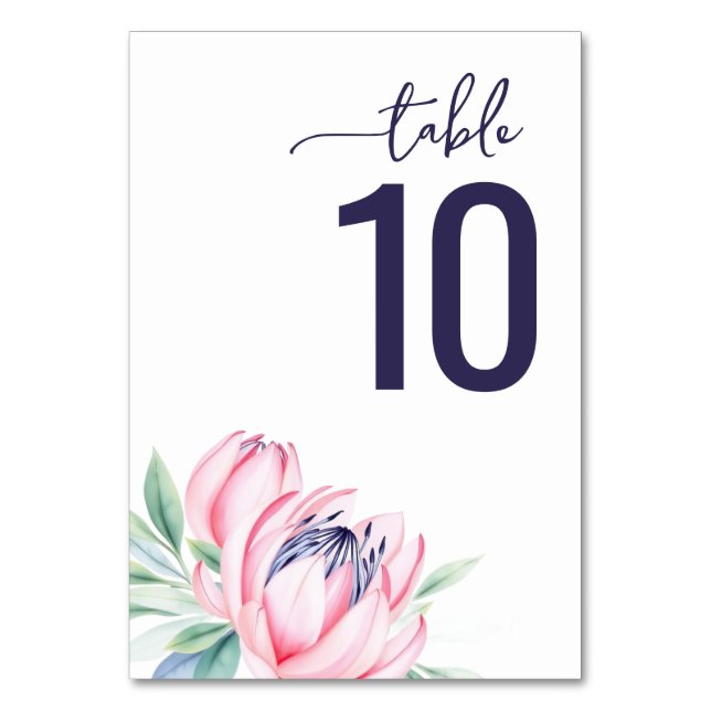 Numeração De Mesa Serene Navy Watercolor Wedding Table Card (Frente)