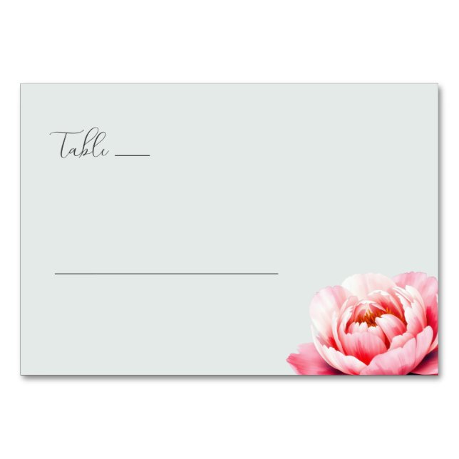 Numeração De Mesa Serene Pink Minimalist Peony (Frente)