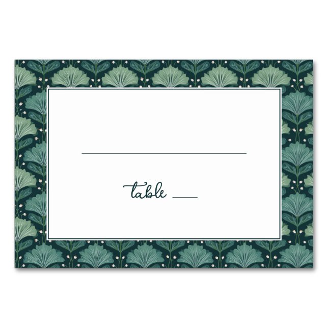 Numeração De Mesa Serene Teal Botanical Leaf Border (Frente)