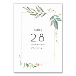 Numeração De Mesa Serenidade Aquarela Geometria Casamento Verde