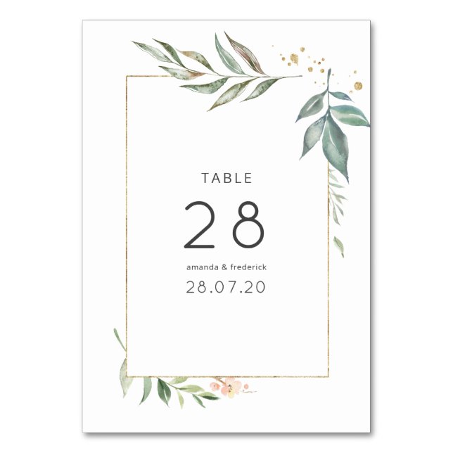 Numeração De Mesa Serenity Watercolor Casamento Geométrico (Frente)