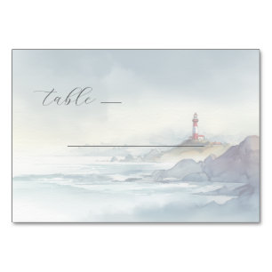 Numeração De Mesa Sereno Farol de Aquarela Pastel