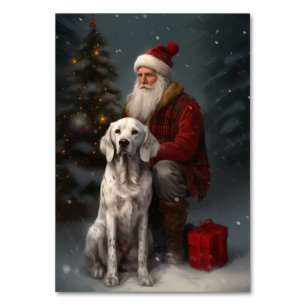 Numeração De Mesa Setter Inglês Com Papai Noel Natal Festivo