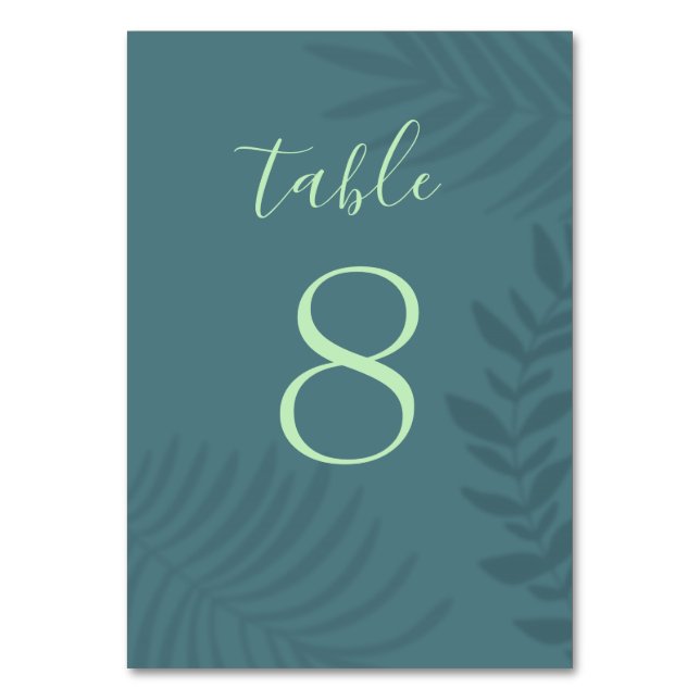 Numeração De Mesa Shadow Palm Teal (Frente)