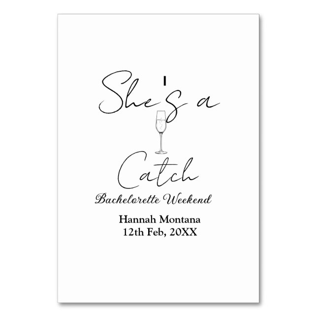 Numeração De Mesa She's a catch champagne bottle bachelorette weeken (Frente)