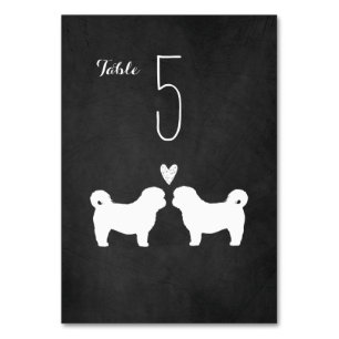 Numeração De Mesa Shih Tzu Dog Silhouettes Recepção de casamento