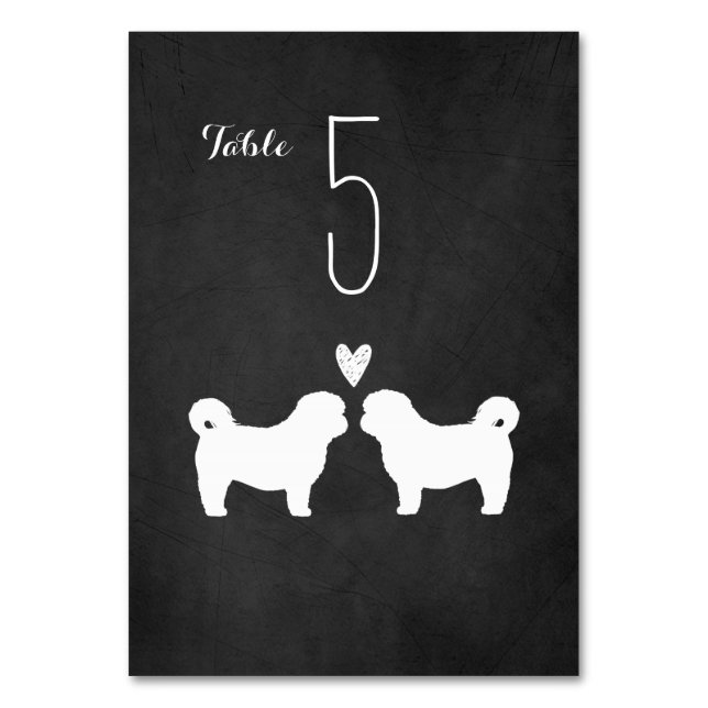 Numeração De Mesa Shih Tzu Dog Silhouettes Recepção de casamento (Frente)