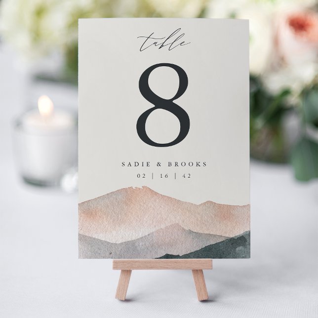 Numeração De Mesa Sierra Dusk | Casamento Desert Mountain 3,5x5" (Criador carregado)