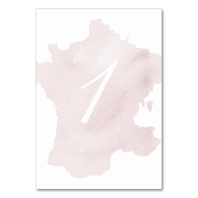 Numeração De Mesa Silhueta Aquarela de França (Frente)