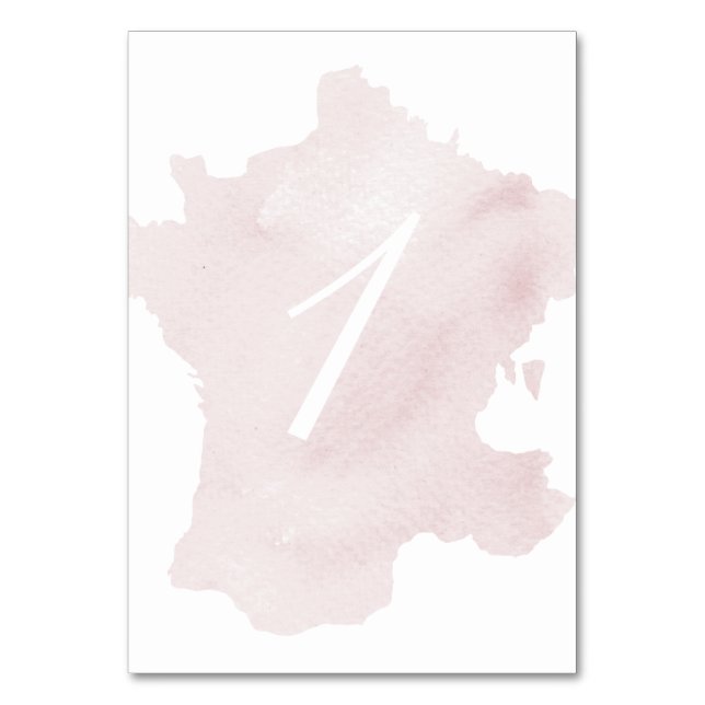 Numeração De Mesa Silhueta em Aquarela da França (Frente)