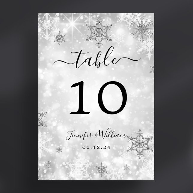 Numeração De Mesa Silver de Casamento de Feriado de Natal de inverno (Winter Wonder Xmas Holiday Wedding Silver Table Number)