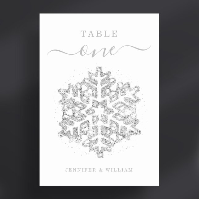 Numeração De Mesa Silver de Casamento de Natal de inverno (Winter Christmas Holiday Wedding Silver Table Number)