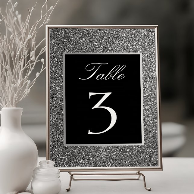 Numeração De Mesa Silver Glitter Wedding (Criador carregado)