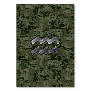 Numeração De Mesa Símbolo Aquarius Zodiac no camo digital verde-oliv