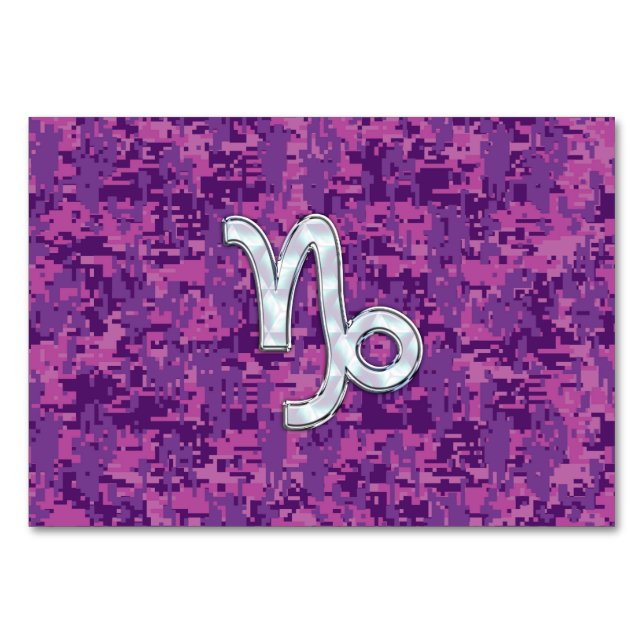 Numeração De Mesa Símbolo Capricórnio Zodiac no Fuchsia Digital Camo (Frente)