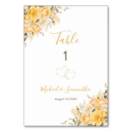Numeração De Mesa Símbolo de Casamento de Rosa de Marfim e Amarelo l