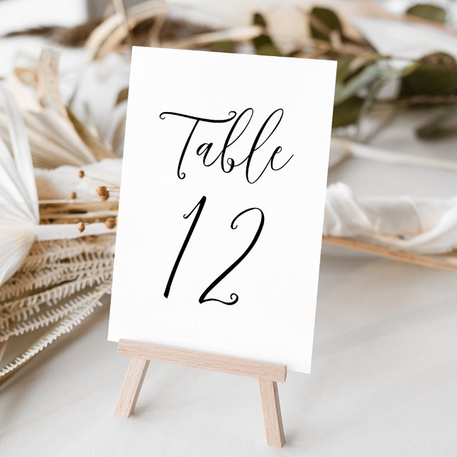Numeração De Mesa Simple Black Script Wedding Table Number (Criador carregado)