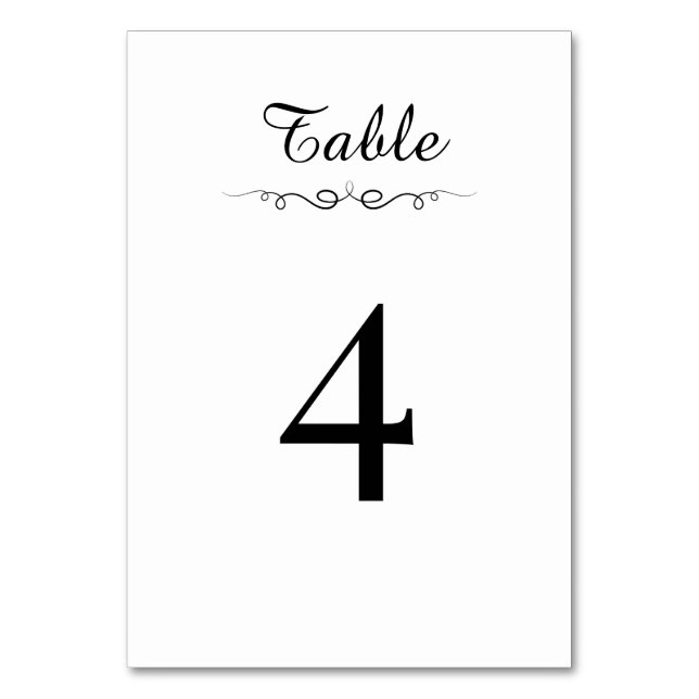 Numeração De Mesa Simple Black & White Elegant Minimalist Wedding (Frente)