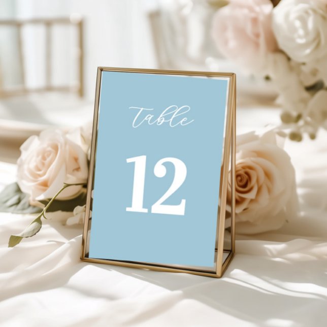 Numeração De Mesa Simple Blue Table Numbers Sign (table numbers, light blue decor, wedding tables, bridal shower, baptism party, simple minimalist)