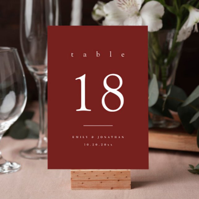 Numeração De Mesa Simple Burgundy Wedding (Criador carregado)