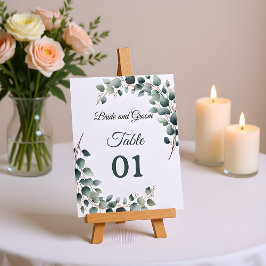 Numeração De Mesa Simple Eucalyptus Wedding Table Card