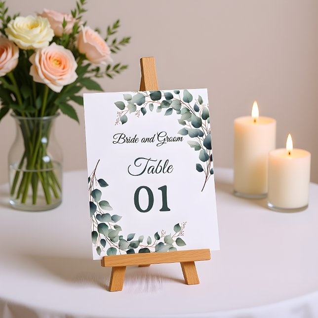 Numeração De Mesa Simple Eucalyptus Wedding Table Card (Criador carregado)
