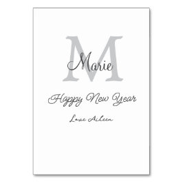 Numeração De Mesa simple minimal happy new year monogram gray name 