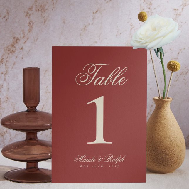 Numeração De Mesa Simple Modern Old Money Bold Red Wedding (Guide guests to their seats with sophistication using these Old Money Bold Red Wedding Table Numbers)