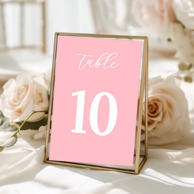 Numeração De Mesa Simple Pink Table Numbers Sign (table numbers, pink decor, wedding tables, bridal shower, baptism party, simple minimalist sign)