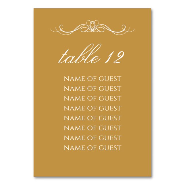 Numeração De Mesa Simple Stylish Gold Table Number With Guest Names (Frente)