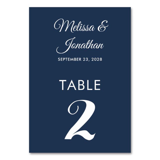Numeração De Mesa Simples casamento branco prussiano azul elegante (Frente)