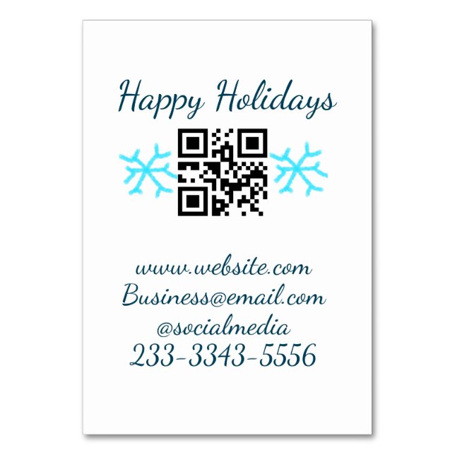 Numeração De Mesa simples código QR personalizado adicionar seu nome (Frente)