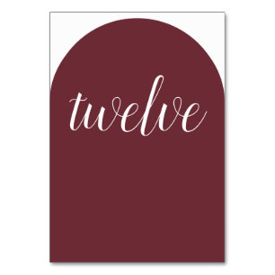 Numeração De Mesa Simples Elegante Burgundy Arredondada