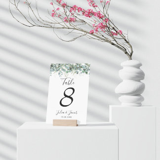 Numeração De Mesa Simples Festa de casamento Eucalyptus Greenery