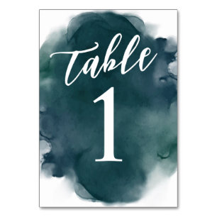 Numeração De Mesa SImples Moderno Azul Esmeralda Verde Aquarela