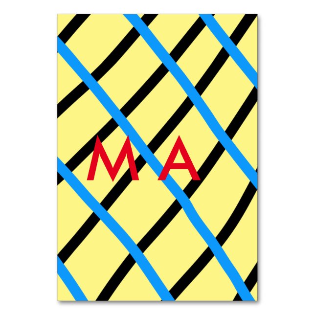 Numeração De Mesa Simples monograma adicione seu nome com letra míni (Frente)